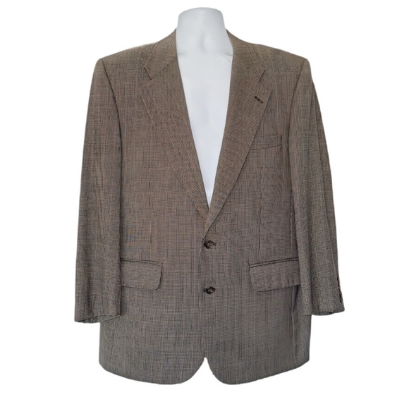Vintage Burberry’s Men’s Wool Sport Coat Jacket 40R–42R Brown Houndstooth Check - Picture 14 of 15